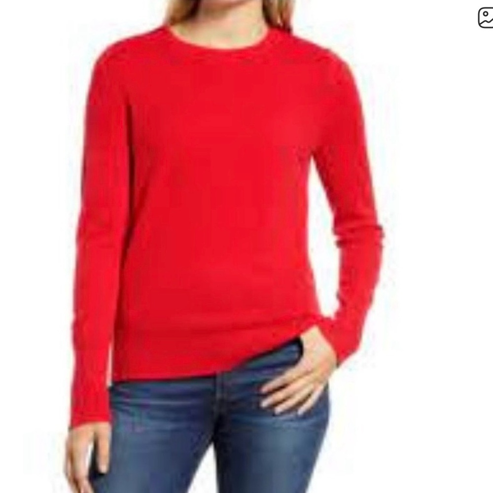 Lord & Taylor Cashmere Vibrant Red Crew Neck Sweater
